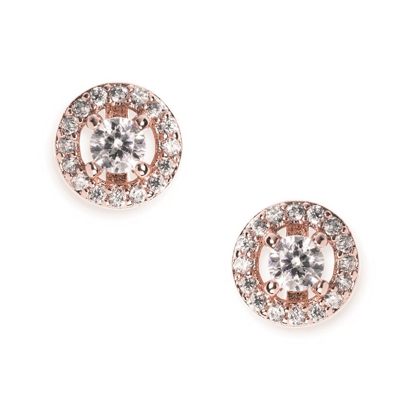 Fotografía: Ivory and Co Pendientes de botón de cristal en oro rosa de Balmoral