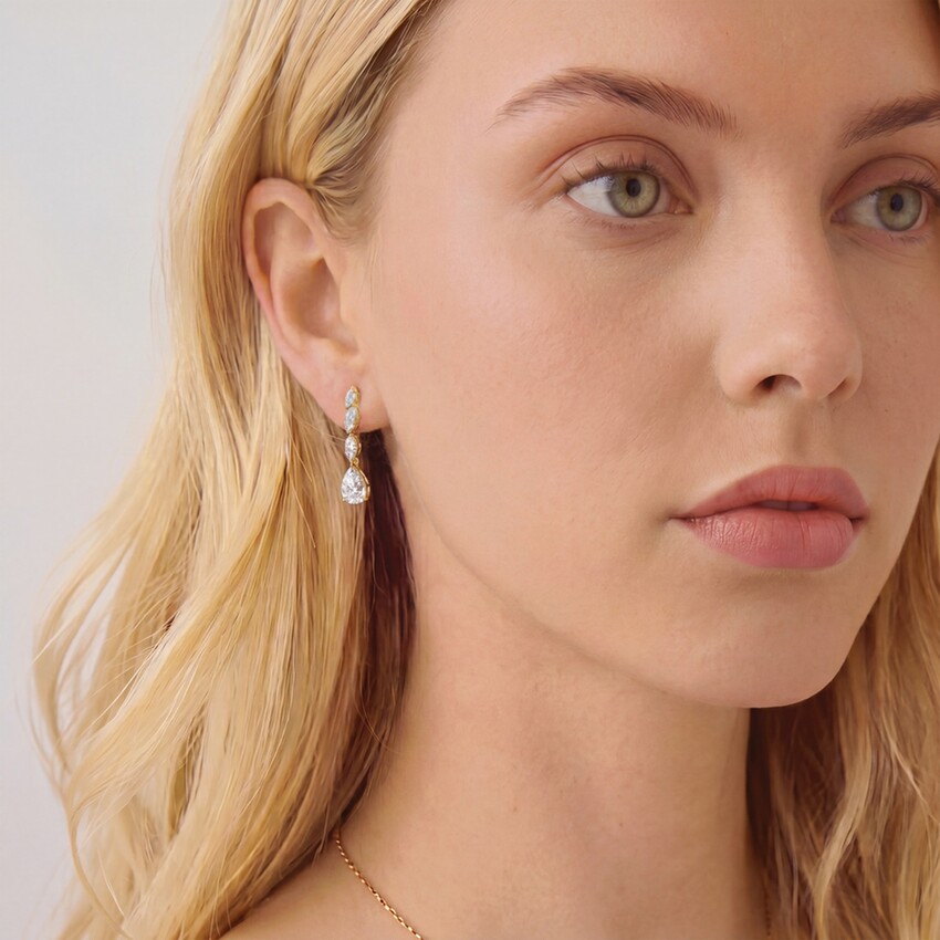 Photograph: Ivory and Co Stanford Gold Crystal Mini Drop Earrings