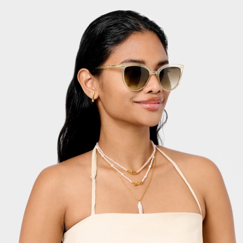 Fotografia: Katie Loxton Óculos de sol transparentes Ravello Nude