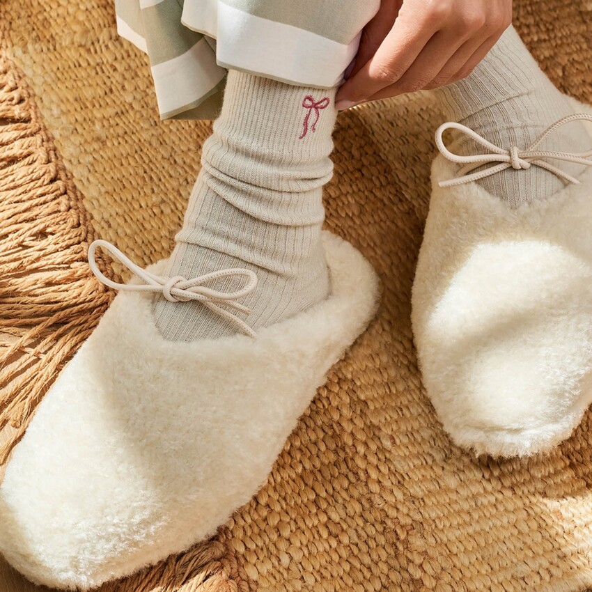 Photograph: Katie Loxton Ivory Borg Ballet Slippers