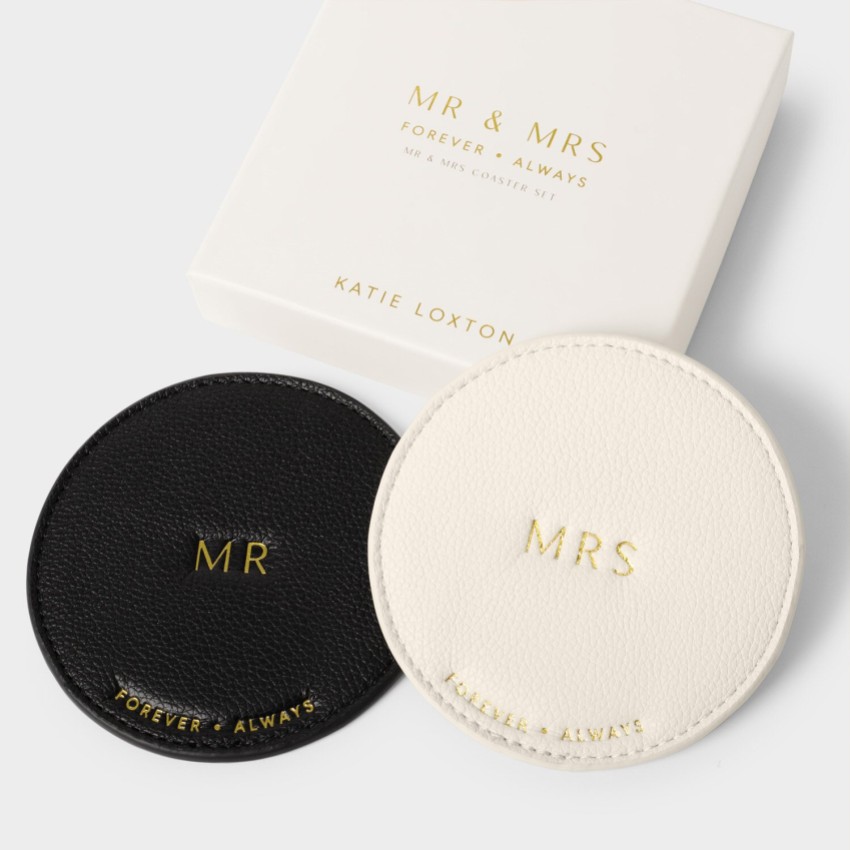 Photograph: Katie Loxton 'Mr' and 'Mrs' Wedding Coaster Set