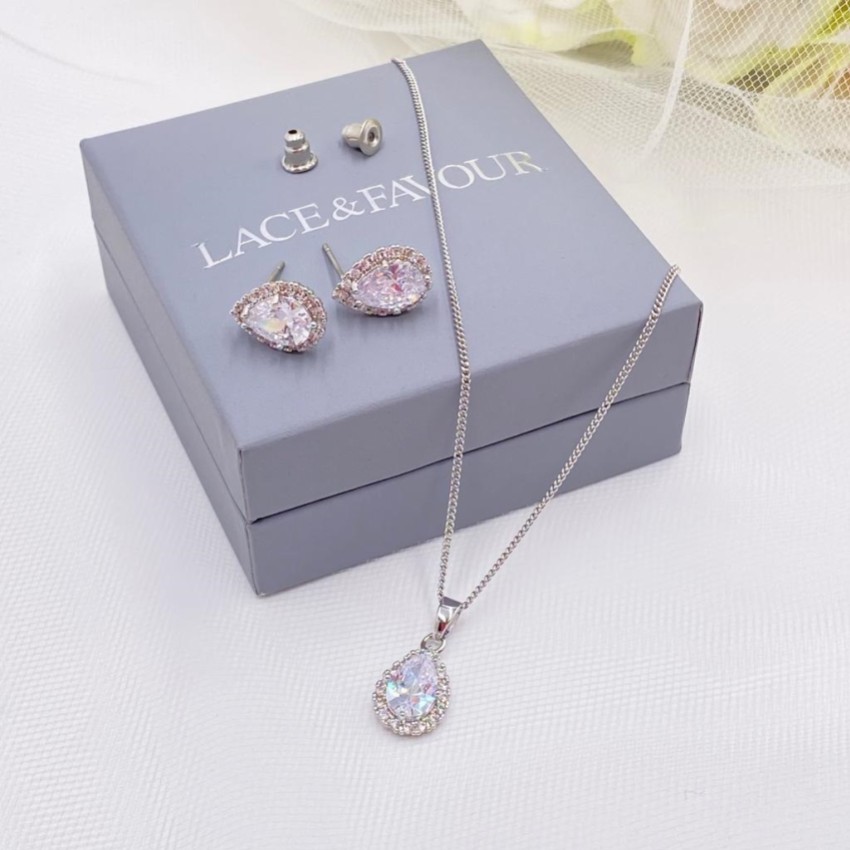 Photograph: Lulu Silver Crystal Stud Wedding Jewellery Set