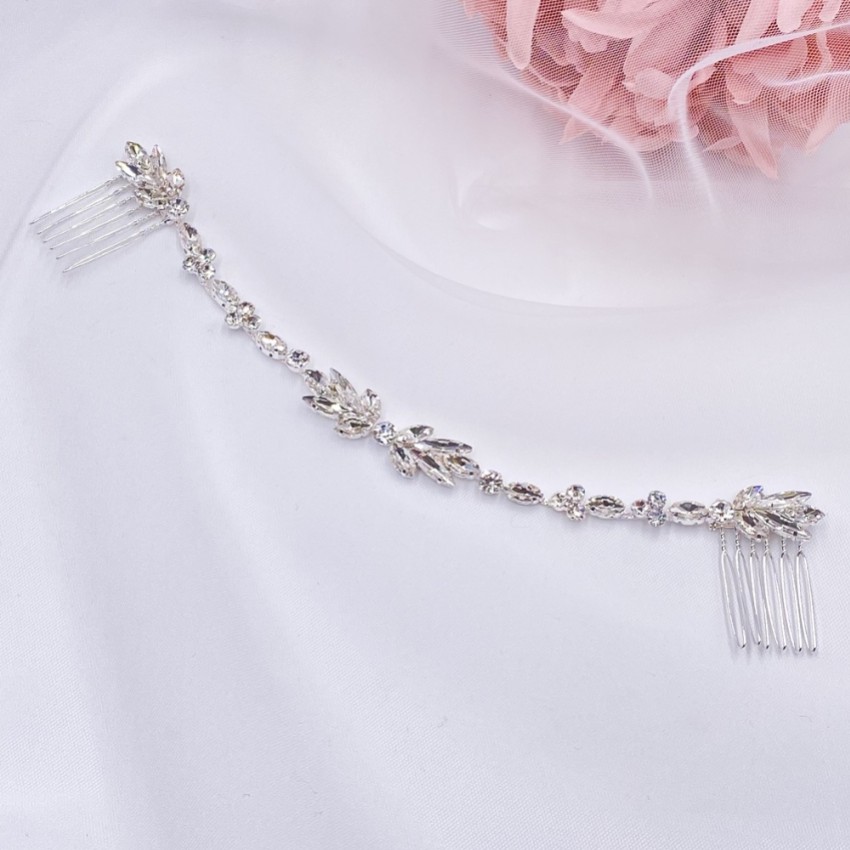 Photograph: Melody Silver Draped Crystal Wedding Headpiece
