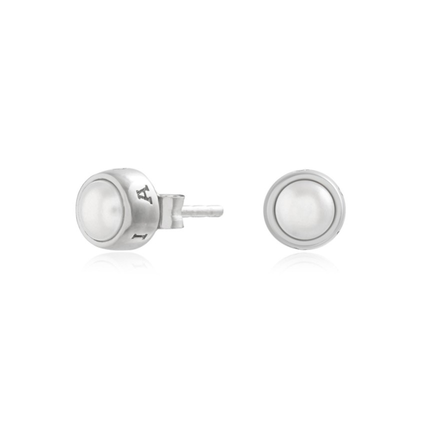 Photograph: Olivia Burton Classic Pearl Silver Stud Earrings