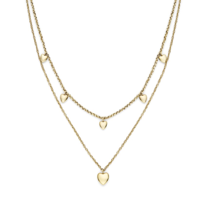 Fotografía: Olivia Burton Collar de doble cadena con mini corazón chapado en oro