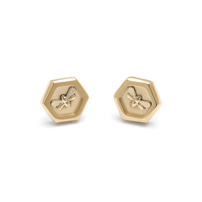 Photograph: Olivia Burton Minima Bee and Honeycomb Gold Stud Earrings