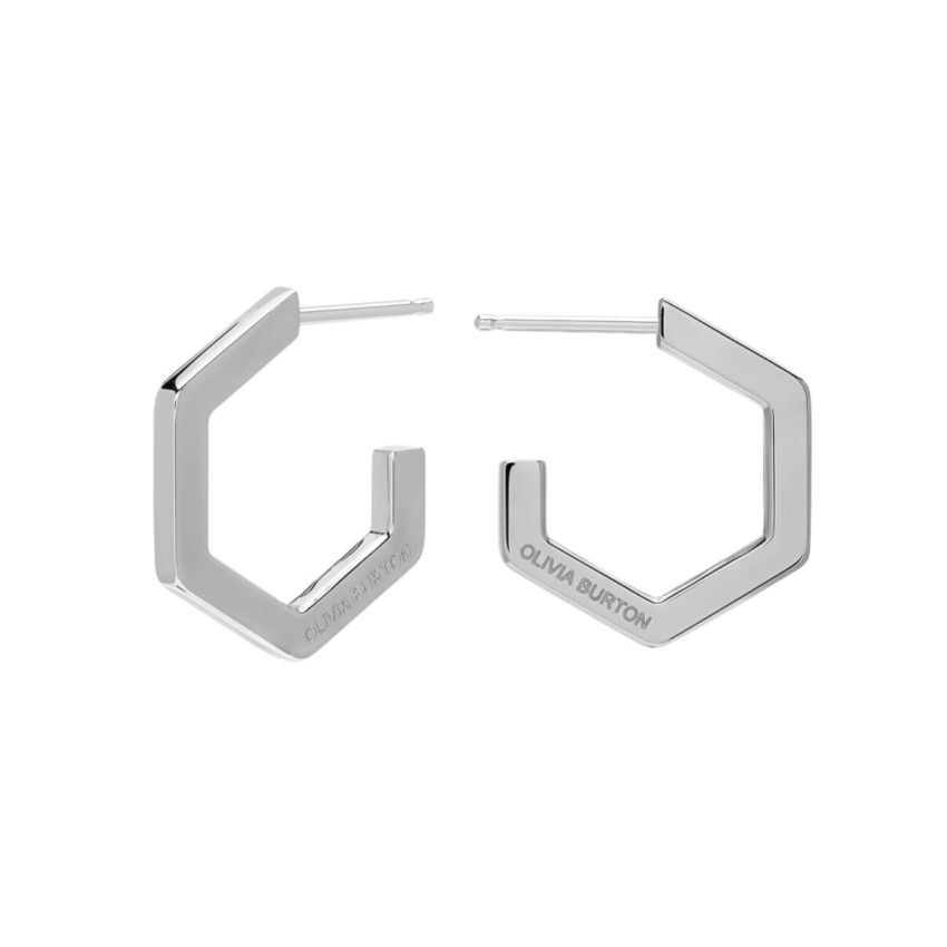 Fotografía: Olivia Burton Pendientes de aro pequeños con diseño de panal en tono plateado