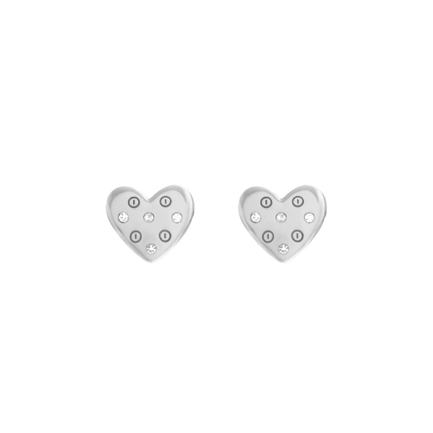 Fotografía: Olivia Burton Pendientes de botón con corazón de cristal plateado
