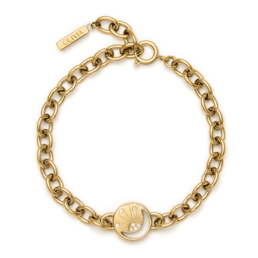 Fotografia: Olivia Burton Pulseira de elos banhada a ouro Celestial Sun