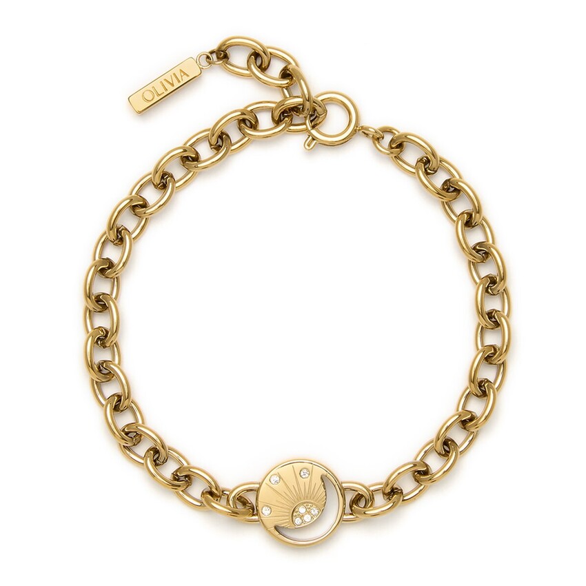 Fotografía: Olivia Burton Pulsera de eslabones chapada en oro «Celestial Sun»