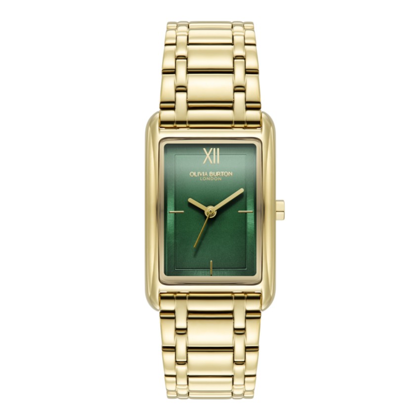 Fotografía: Olivia Burton Reloj con correa Grove de 23 mm en verde bosque y dorado