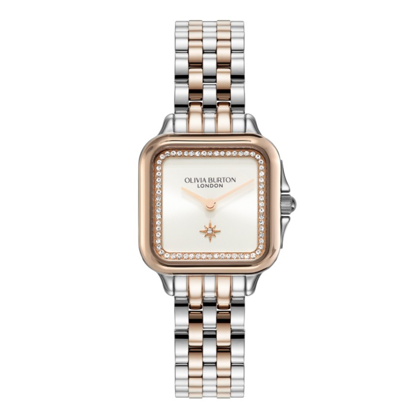 Fotografía: Olivia Burton Reloj Grosvenor con correa de 28 mm en blanco y dos tonos