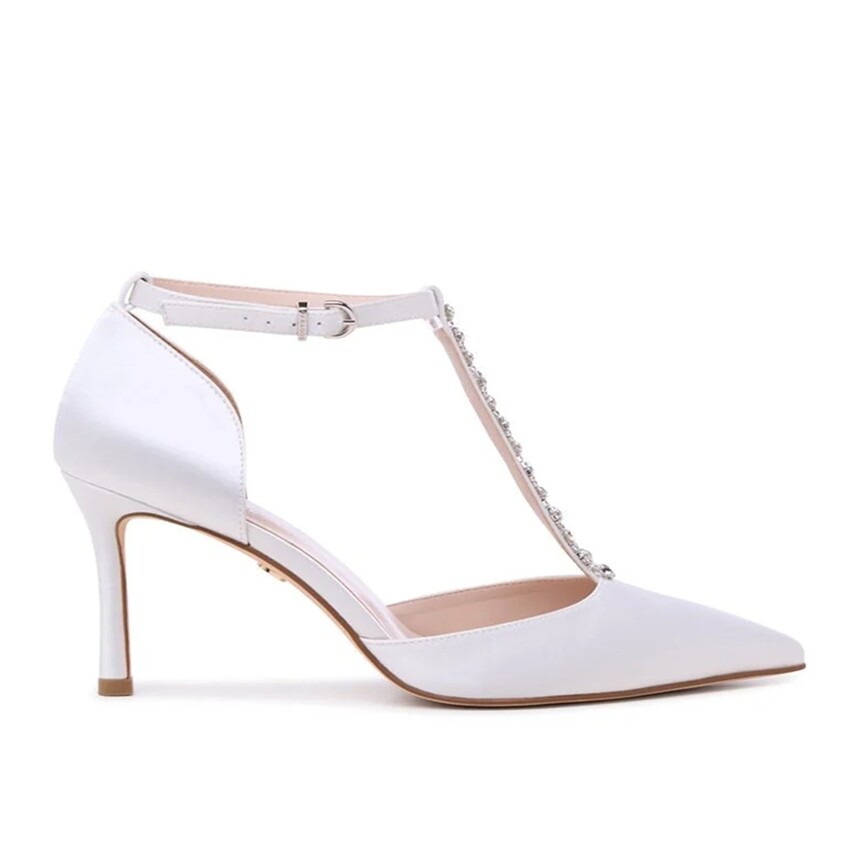 Zdjęcie: Paradox London Arabella Ivory Satin Jewel Stiletto Court Shoes