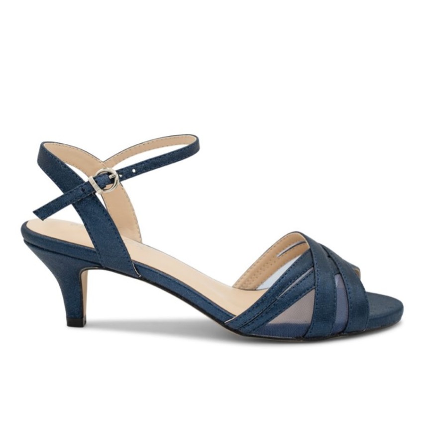 Fotografía: Paradox London Sandalias de tacón bajo Mowenna Navy Shimmer