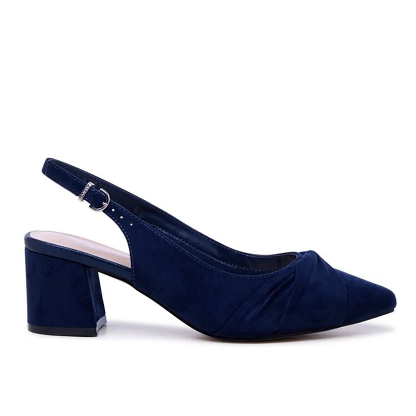 Fotografia: Paradox London Scarpe da cerimonia in camoscio blu navy con tacco largo modello 