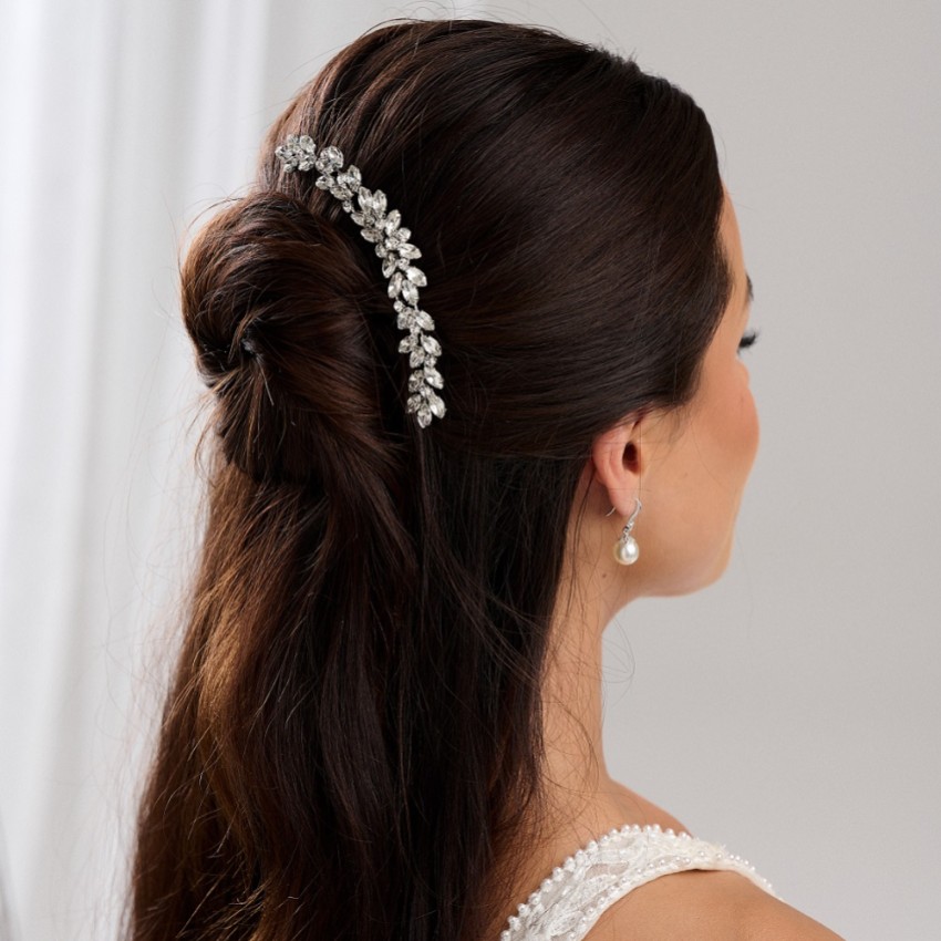 Fotografia: Pente de cabelo para noiva Luna Silver, pequeno, com cristais