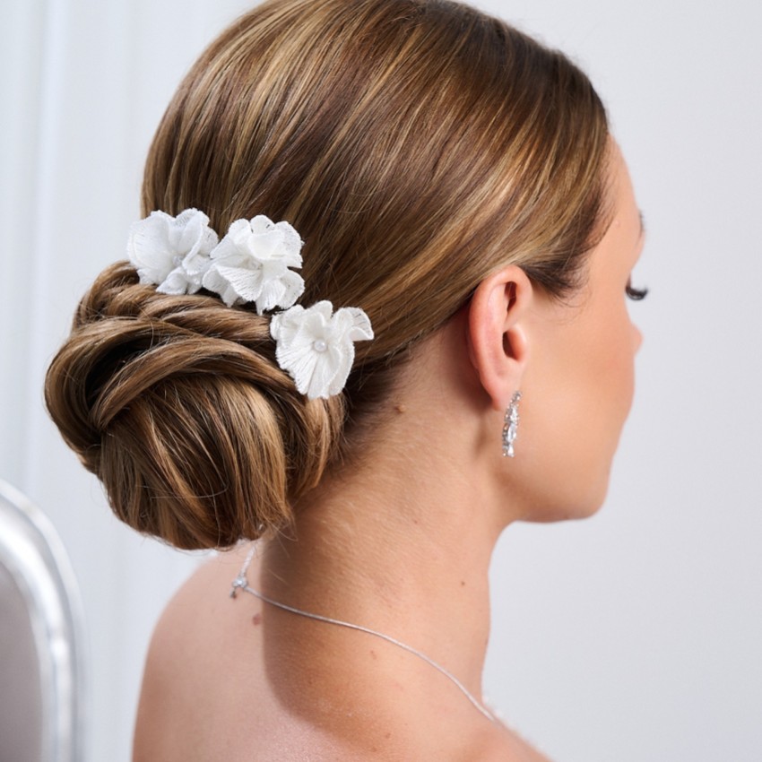 Photograph: Peony Set of 3 Ivory Fabric Flower Pins