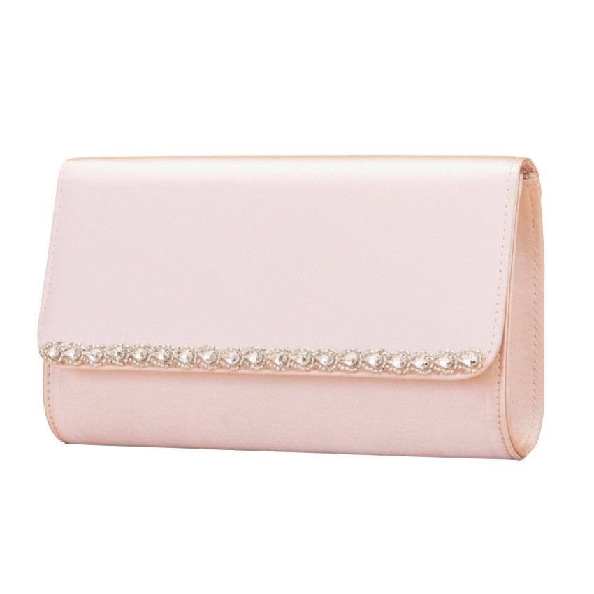Fotograf: Perfect Bridal Dee Blush Satin und Diamanten Clutch Tasche