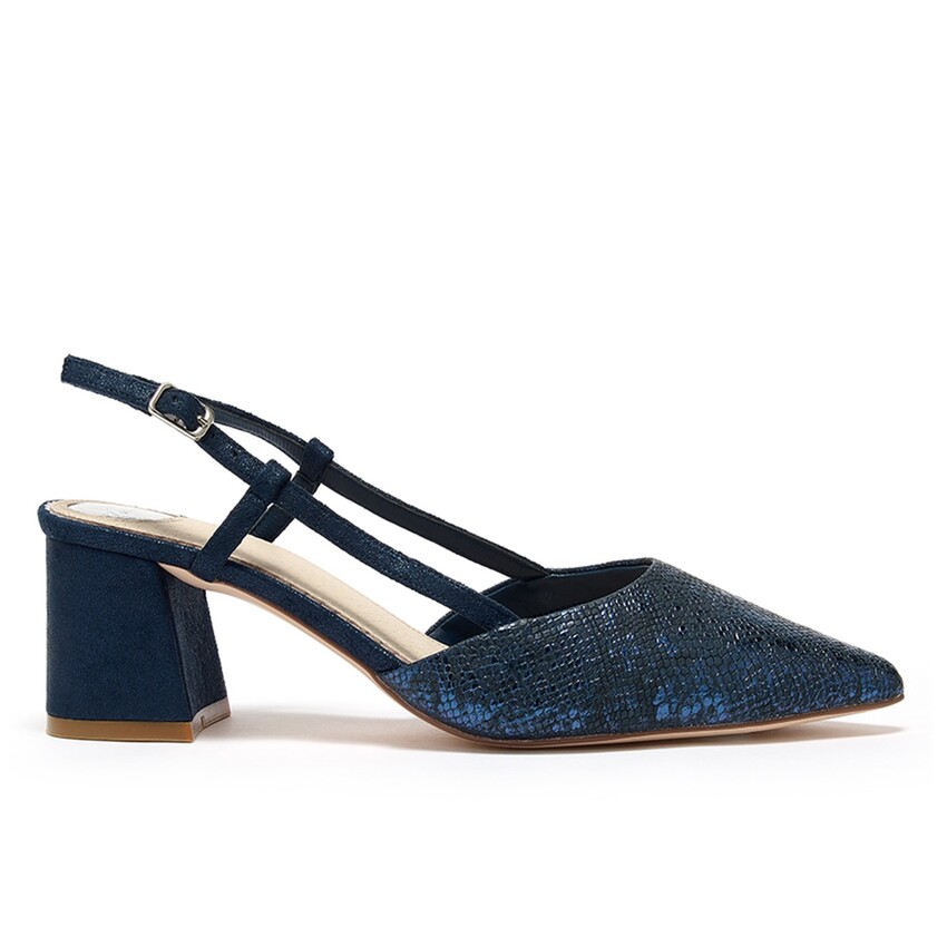 Photograph: Perfect Bridal Escarpins à bride arrière « Diana » en peau de serpent bleu marine