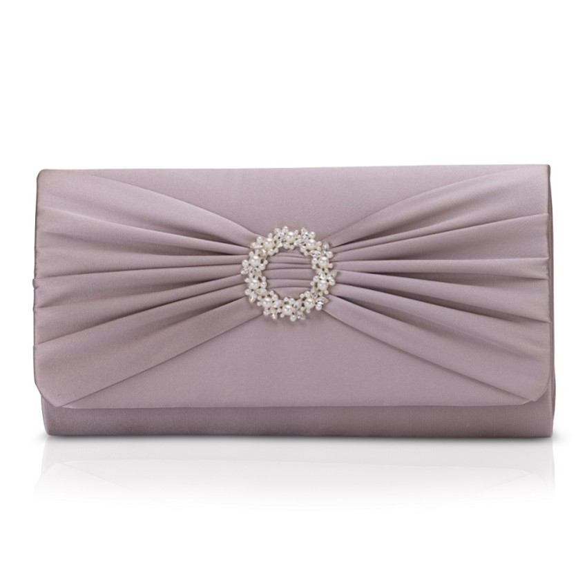 Photograph: Perfect Bridal Harlow Taupe Satin Pearl Brooch Clutch Bag