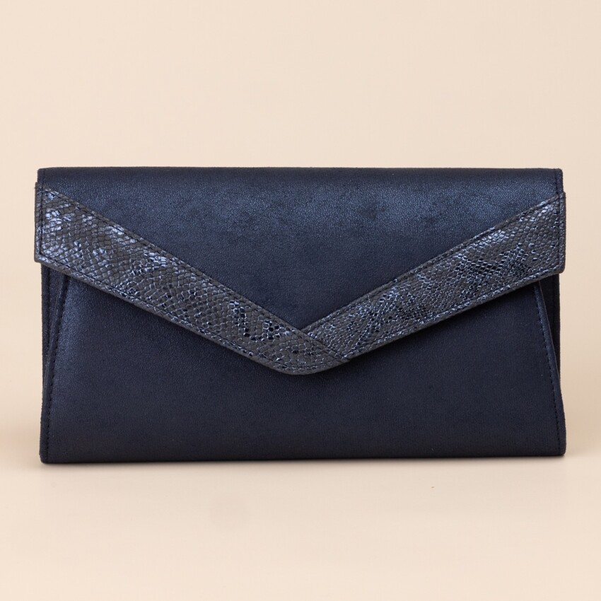 Fotografia: Perfect Bridal Mollie Navy Snakeskin Detail Clutch Bag