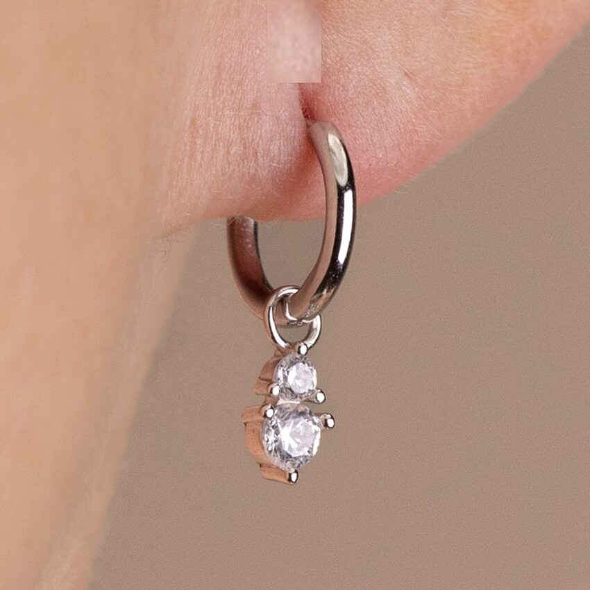 Photograph: Perfect Bridal Olympia Sterling Silver Hoop Earrings with Cubic Zirconia Drop