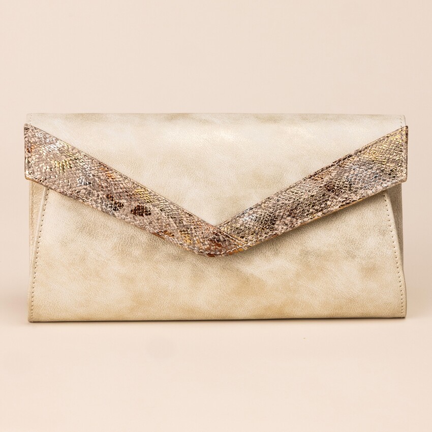 Fotografia: Perfect Bridal Pochette Mollie Gold con dettagli in pelle di serpente