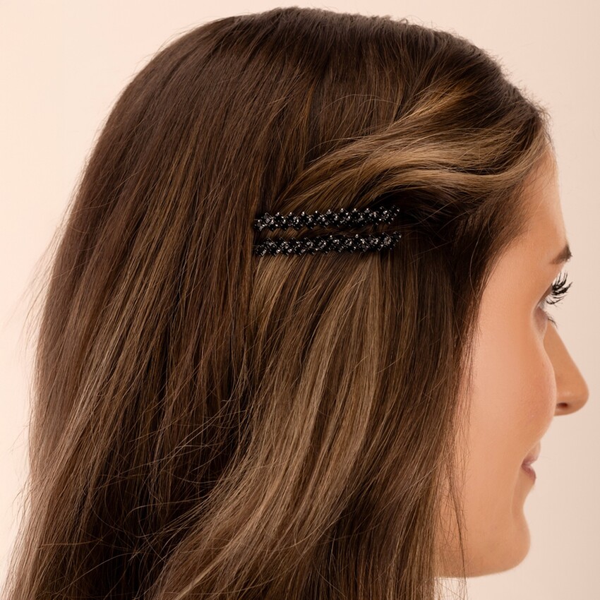 Fotografia: Perfect Bridal Set of 2 Black Crystal Hair Slides
