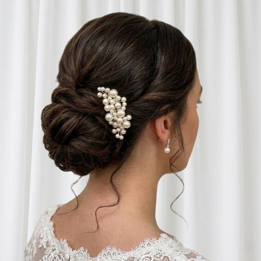 Fotografia: Pettine per capelli Michaela Small Pearl Silver