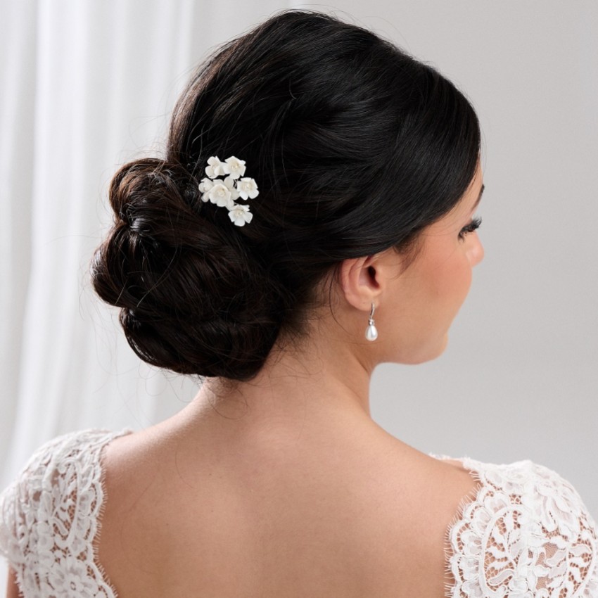 Fotograf: Posy Elfenbein Perle Blumen Braut Haarnadel