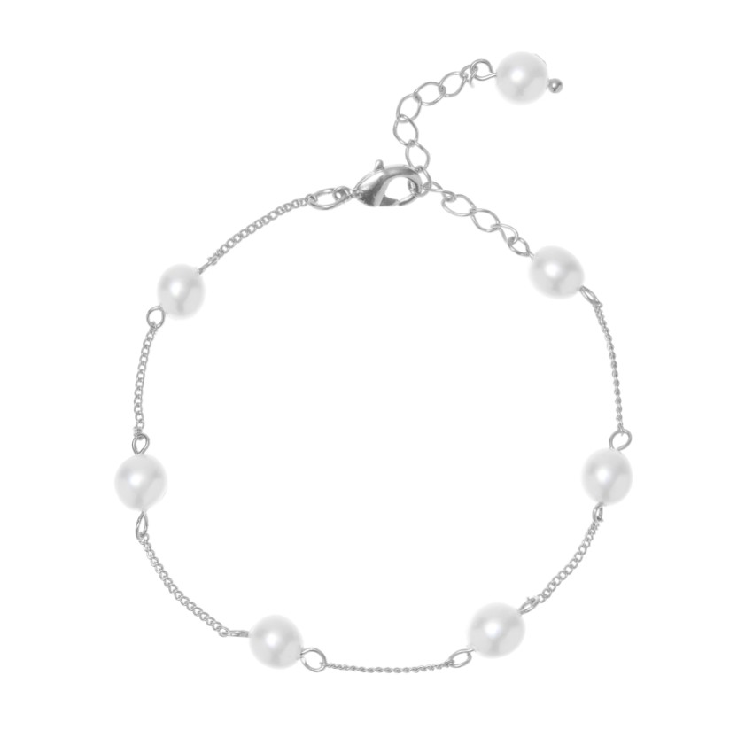 Fotografia: Pulseira Evie Silver com corrente de pérolas delicadas