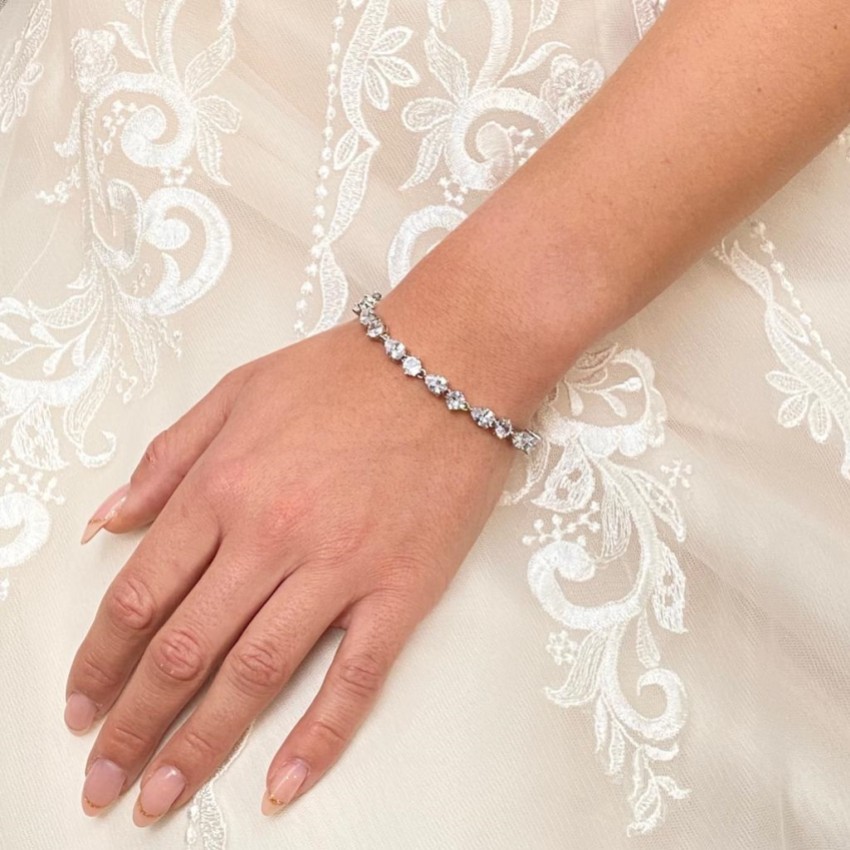 Fotografía: Pulsera de boda Connaught Dainty con circonitas (plata)