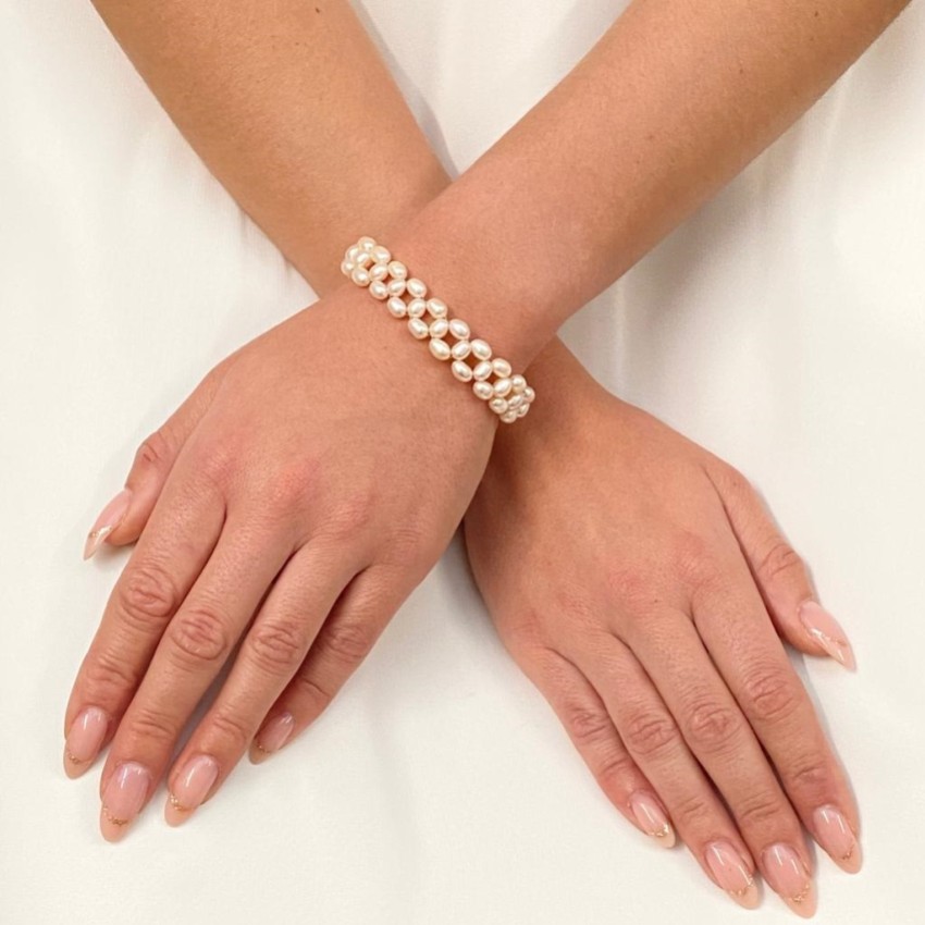 Fotografía: Pulsera nupcial Lilieta con perlas de agua dulce