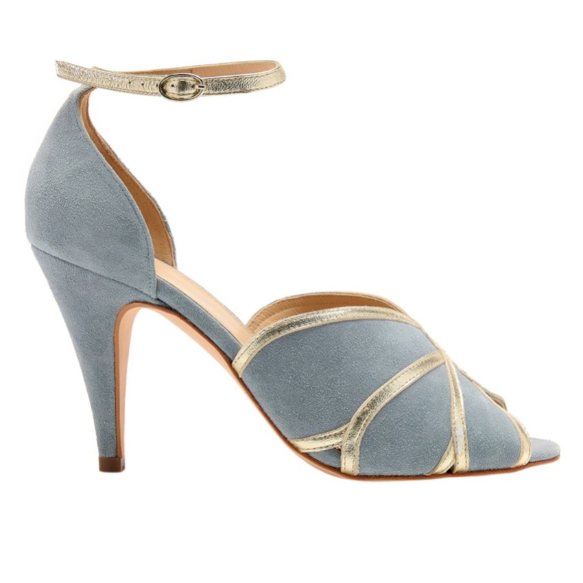 Fotograf: Rachel Simpson Mary Blau Wildleder Vintage inspiriert Peep Toe Sandalen
