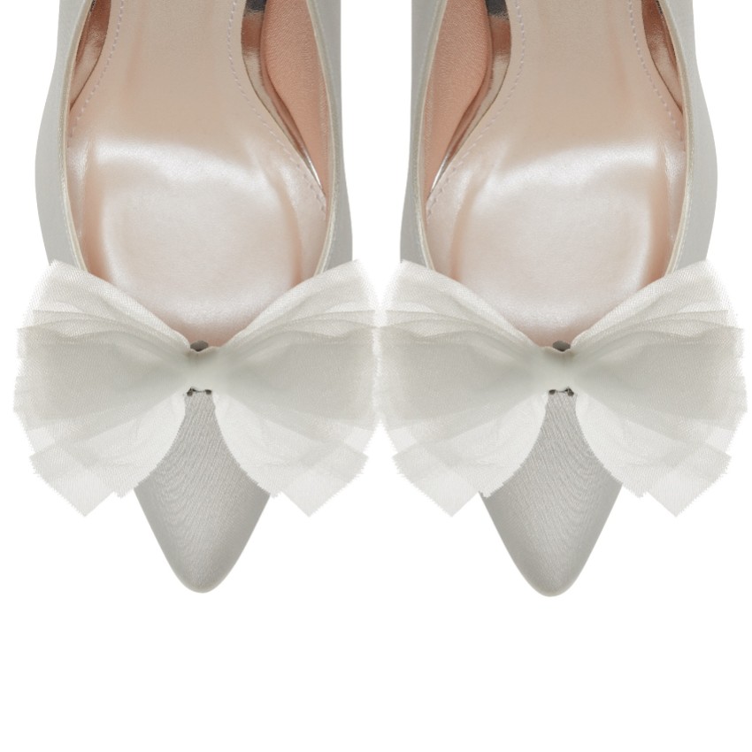 Photograph: Rainbow Club Blair Ivory Chiffon Bow Shoe Clips