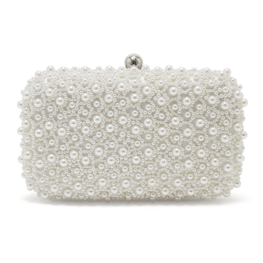 Photograph: Rainbow Club Cora Dyeable Ivory Pearl Embellished Box Clutch Bag