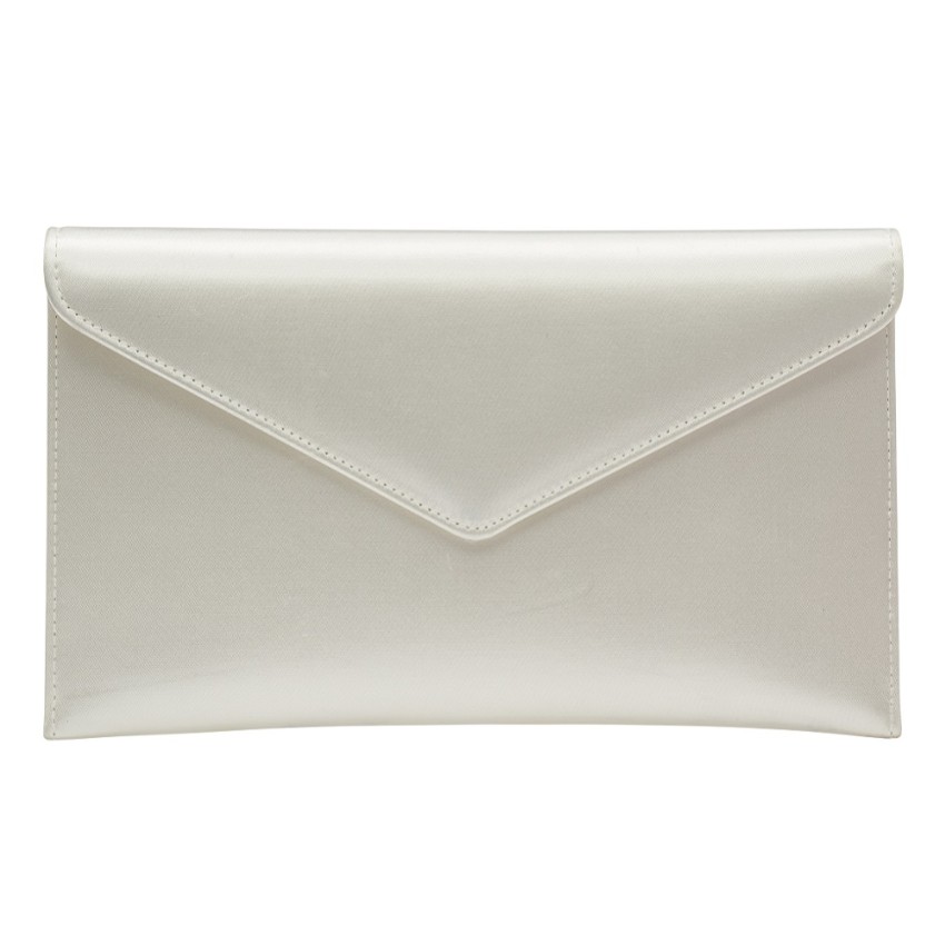 Photograph: Rainbow Club Hattie Dyeable Ivory Satin Envelope Clutch Bag