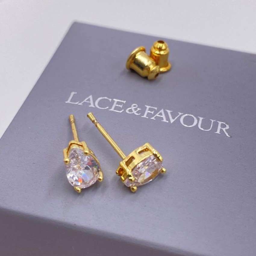 Photograph: Roma Gold Cubic Zirconia Teardrop Stud Earrings