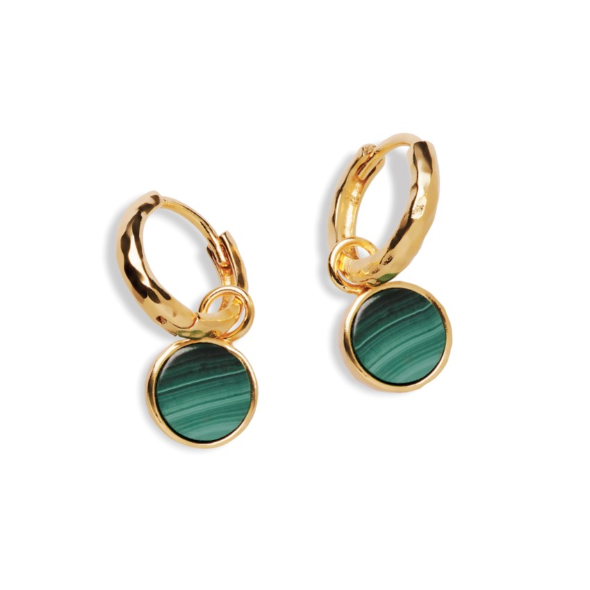 Photograph: Sarah Alexander Kaori Malachite Round Charm Hoop Earrings