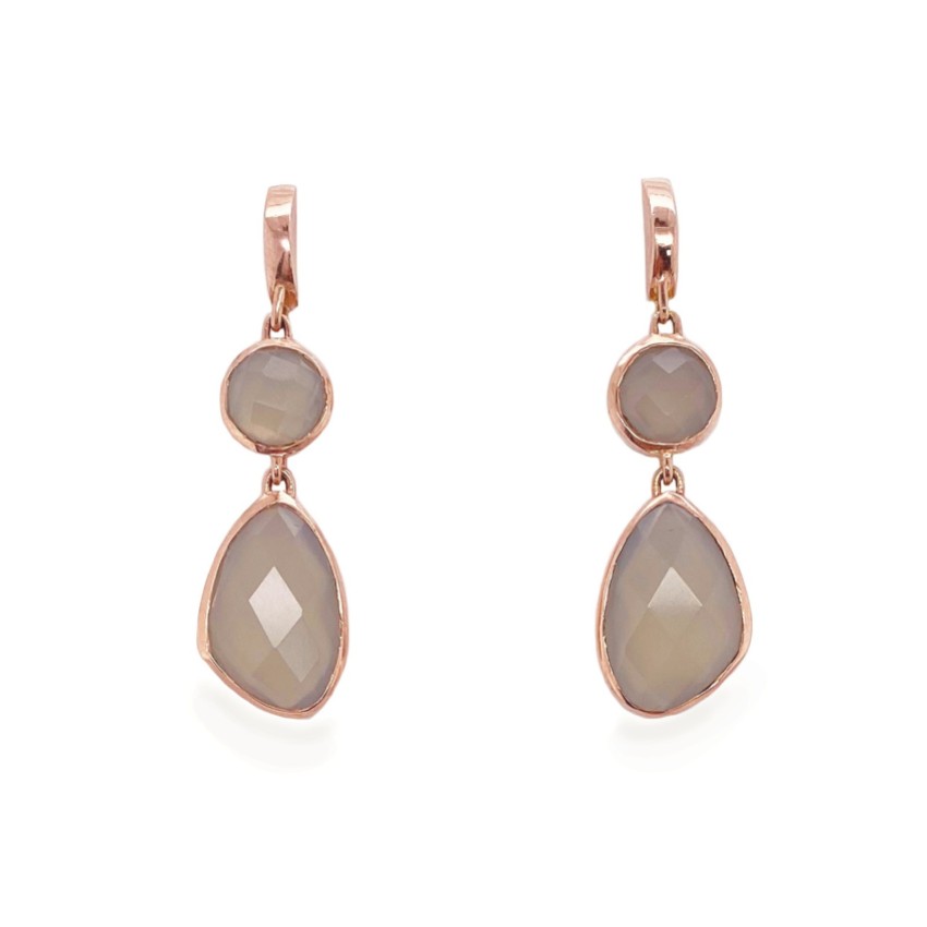 Photograph: Sarah Alexander Nomad Grey Chalcedony Double Drop Earrings