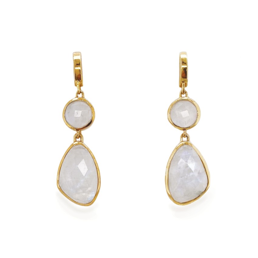 Photograph: Sarah Alexander Tidal Rainbow Moonstone Double Drop Earrings