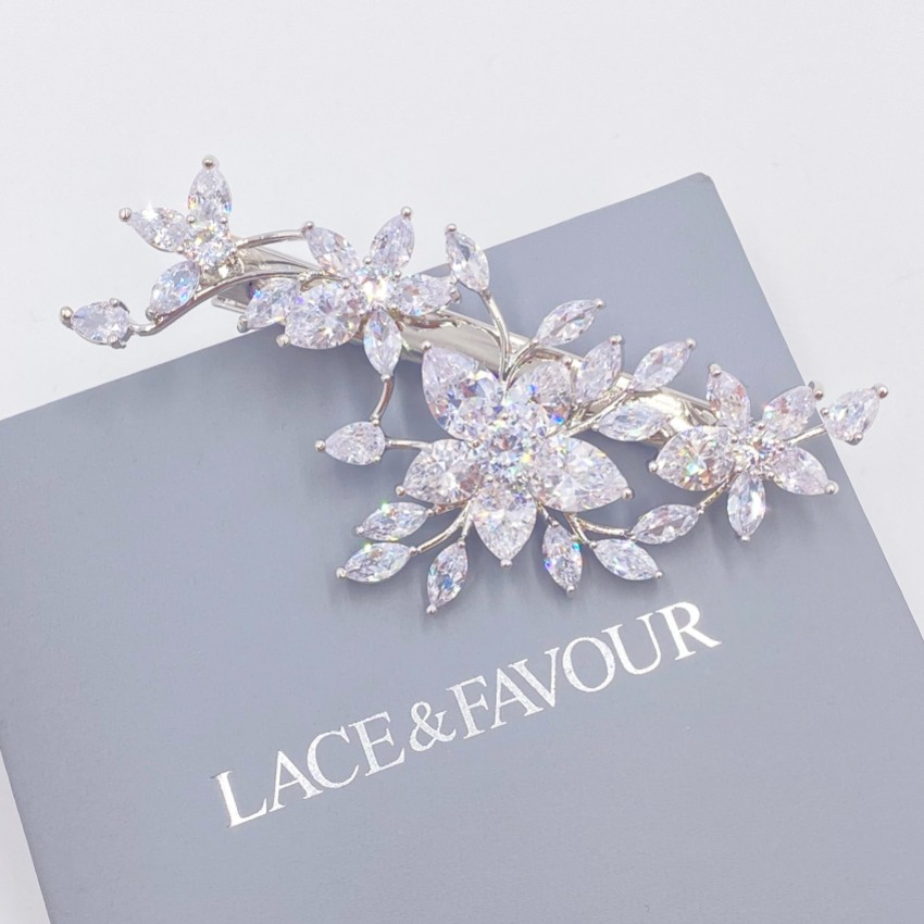 Photograph: Sierra Silver Floral Crystal Wedding Hair Clip