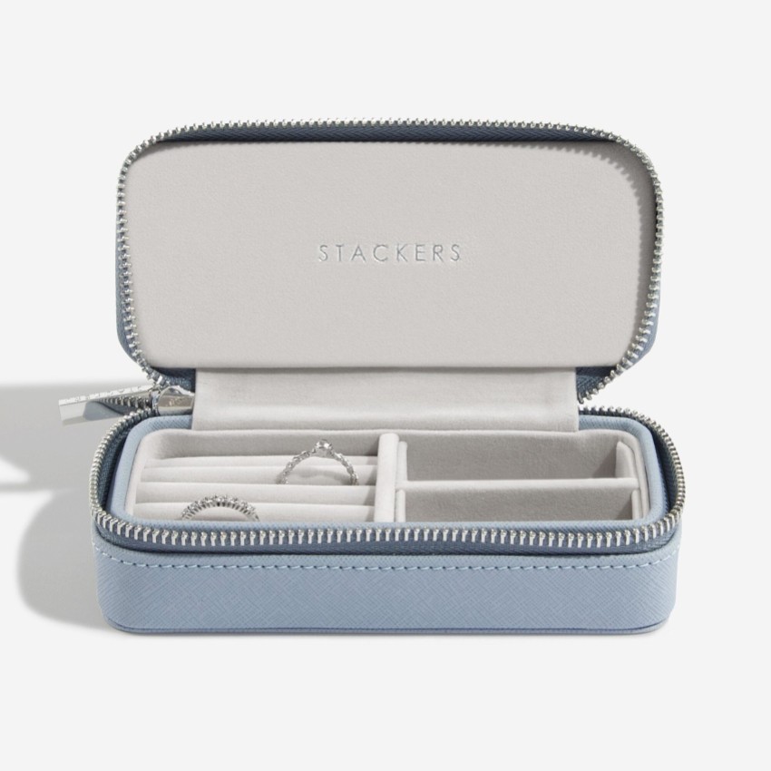 Photograph: Stackers Dusky Blue Zipped Travel Jewellery Box