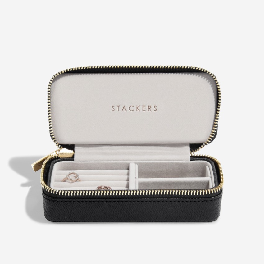 Fotografía: Stackers Estuche de viaje negro con cremallera para joyas