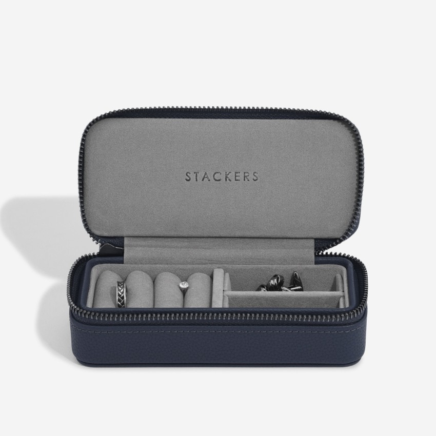 Photograph: Stackers Men's Navy Zipped Travel Jewellery Box