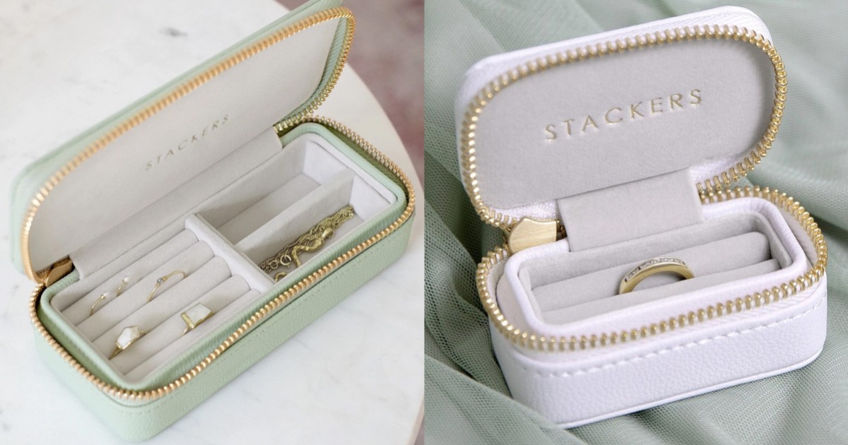 Stackers Petite - Portagioie Da Viaggio Piccolo E Comparto - Organizer In Velluto Con Scomparti - Astuccio Salvaspazio Per Gioielli - Regalo Ideale Per Lei - 3