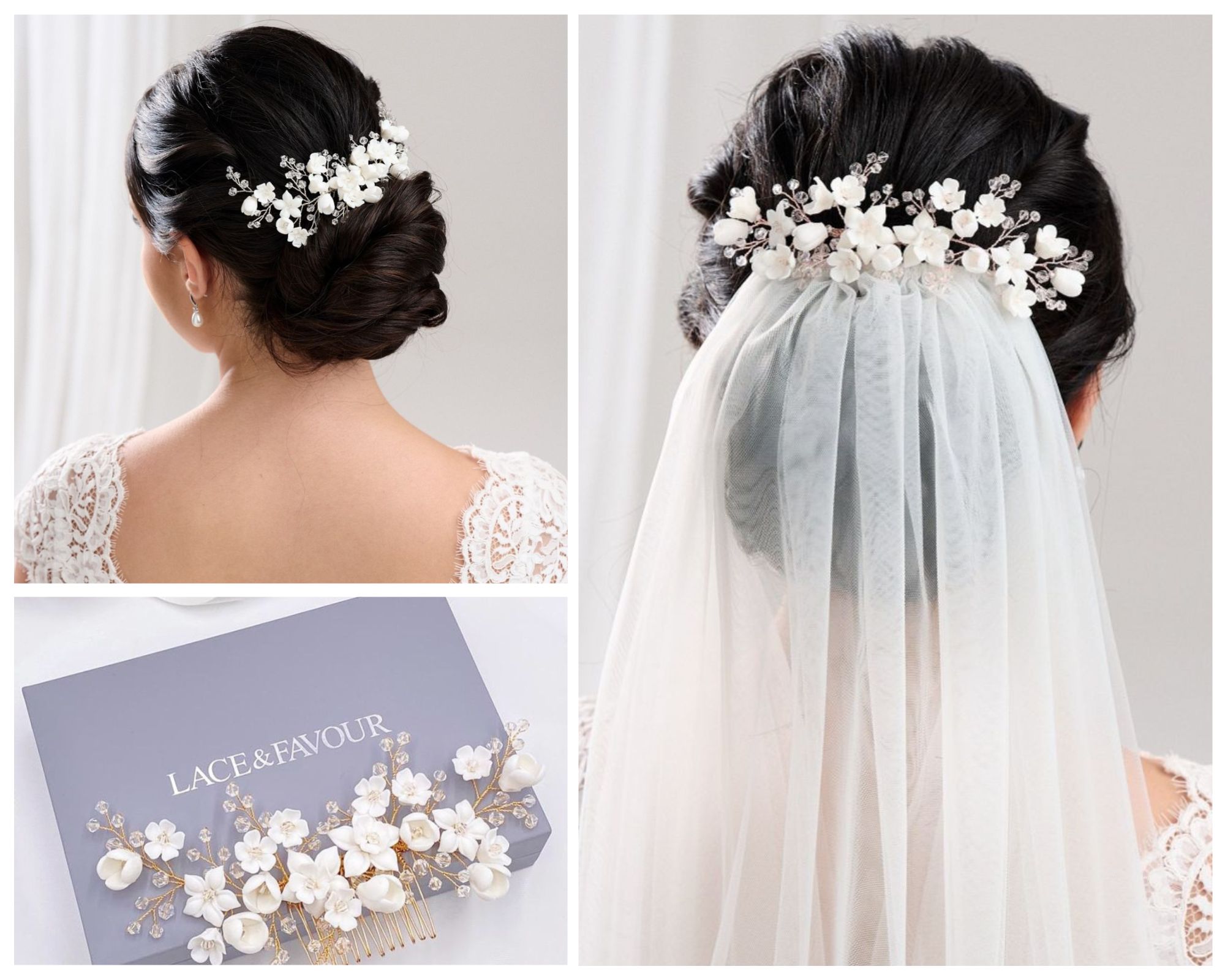 Baluue Pettine Fermaglio Per Capelli Da Sposa Con Perle E Foglie - Accessorio Floreale In Lega Di Zinco, Colore Argento, Matrimonio E Cerimonie