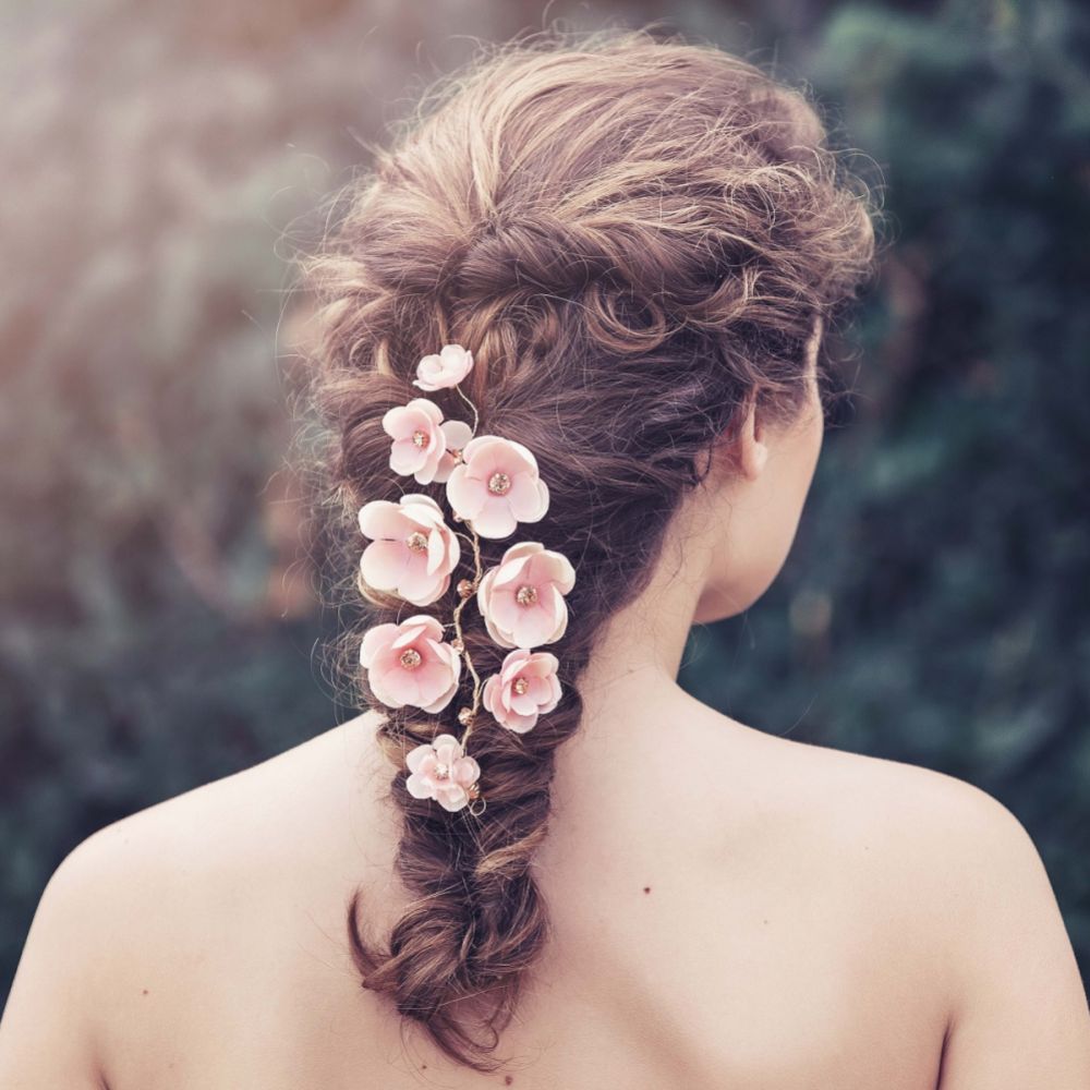 Adele Blush Flowers Bridal Hair Vine