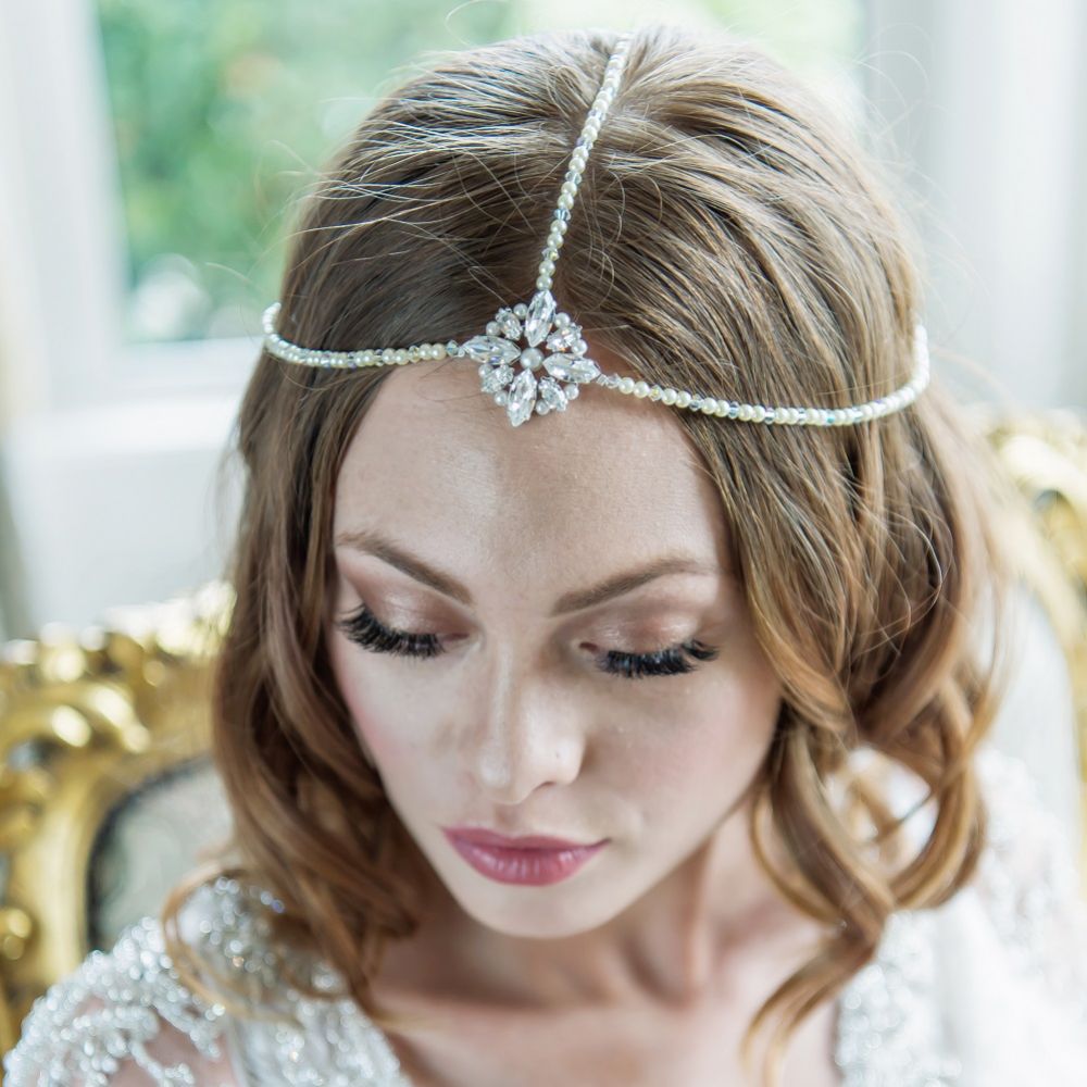 3 Strand Pearl Vintage Bohemian Bridal Headpiece