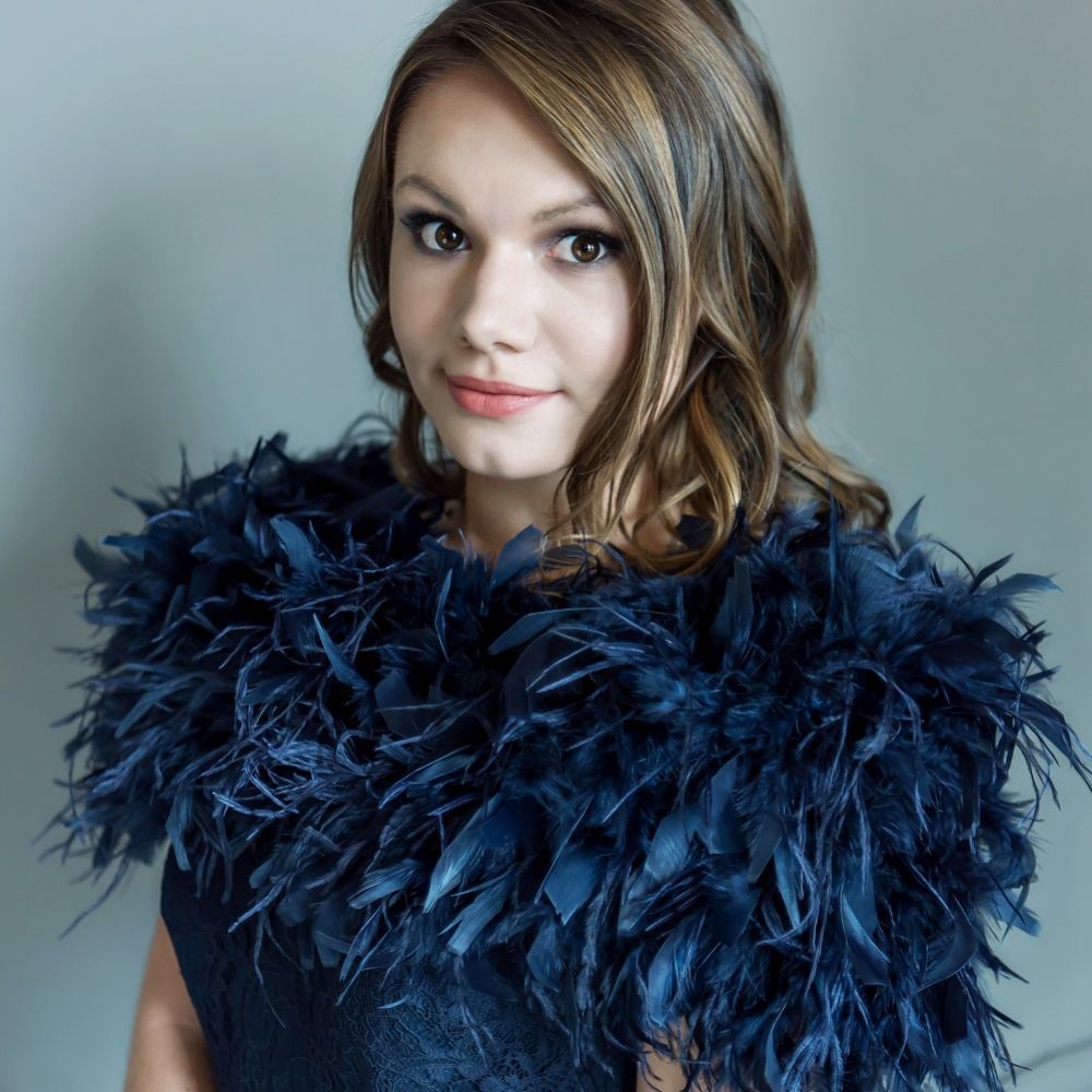 Bardot Navy Ostrich Feather Bridal Stole